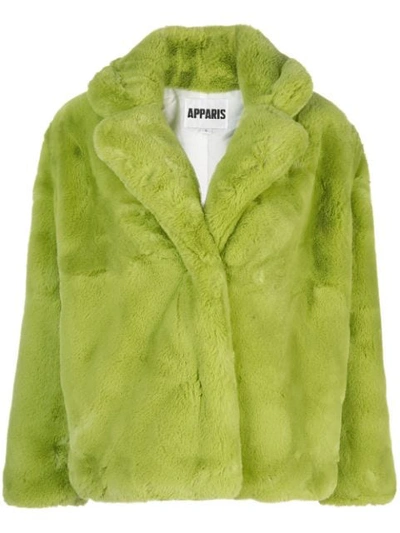 Apparis Manon Faux Fur Jacket In Green