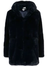 Apparis Siena Longline Faux-fur Coat In Navy Blue