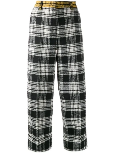 8pm Checked Wide Leg Trousers In Black