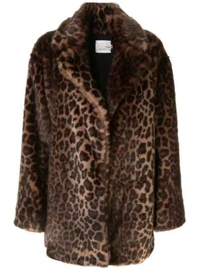 Bouguessa Faux Fur Leopard Print Coat In Dark Leopard