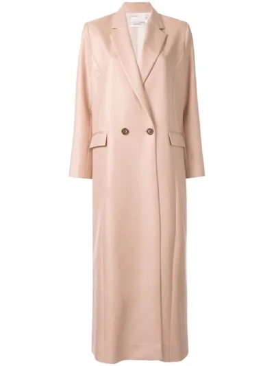 Bouguessa Long Double Breasted Blazer In Light Pink