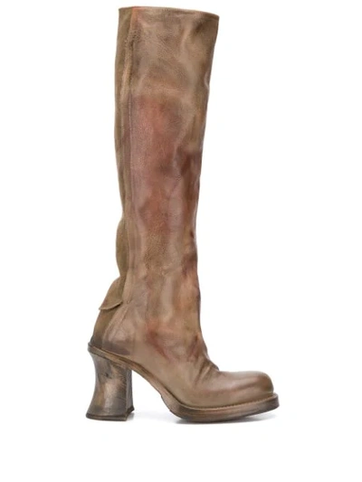 Cherevichkiotvichki Distressed-effect Knee-high Boots In Brown