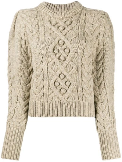 Isabel Marant Étoile Cropped Cable Knit Jumper In Neutrals