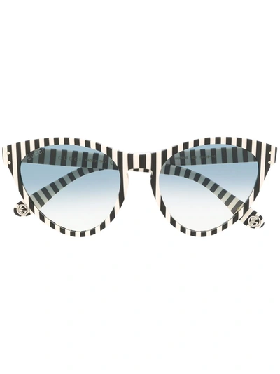 Gucci Striped Cat-eye Frame Sunglasses In Neutrals