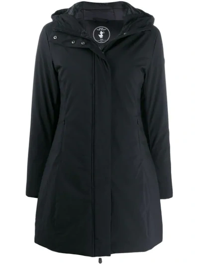 Save The Duck Logo Hooded Raincoat In Black