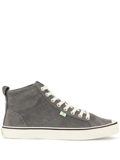 Cariuma Oca High Stripe Charcoal Grey Suede Trainer