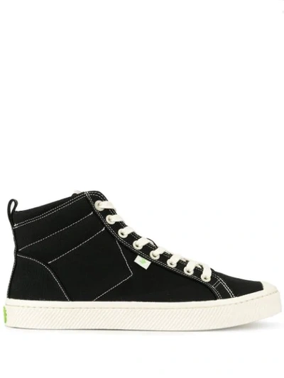 Cariuma Oca High Washed Black Canvas Contrast Thread Sneaker