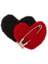Prada Knitted Double Heart Pin In Red