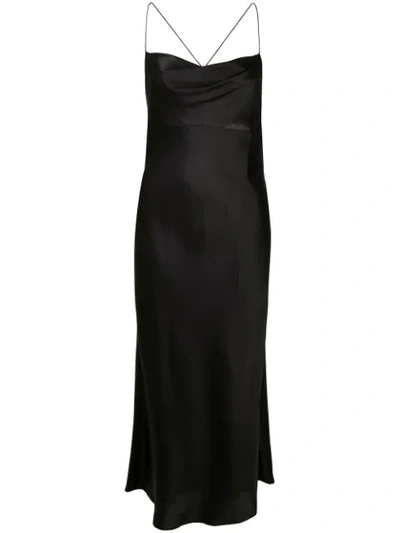 Michelle Mason Cowl-neck Bias Midi Dress In Black