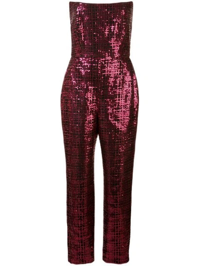 Michelle Mason Sequined Strapless Jumpsuit In Pink