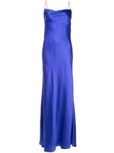Michelle Mason Cowl-neck Bias Gown In Purple