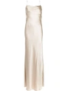 Michelle Mason Cowl-neck Bias Gown In Neutrals