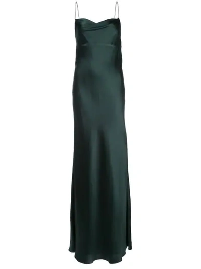 Michelle Mason Cowl-neck Bias Gown In Green