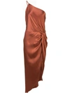 Michelle Mason Twist-knot Midi Dress In Brown