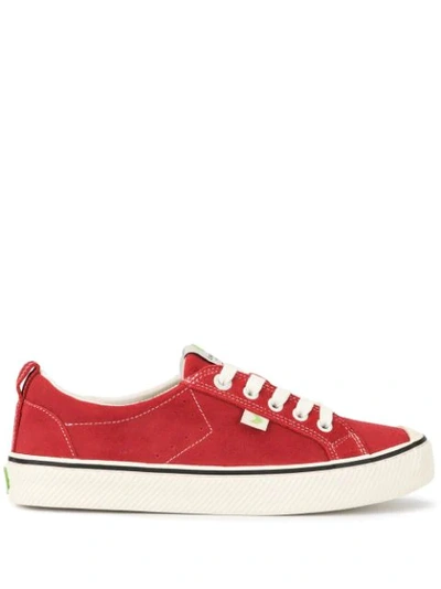 Cariuma Oca Low Stripe Samba Red Suede Contrast Thread Sneaker