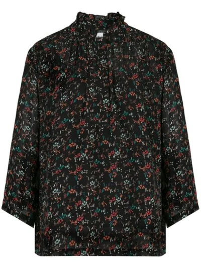 Apiece Apart V-neck Floral Blouse In Black