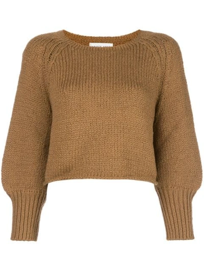 Apiece Apart Cropped Knit Jumper In Dusty Camel