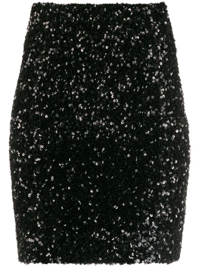 Redemption Sequin Fitted Skirt In Black