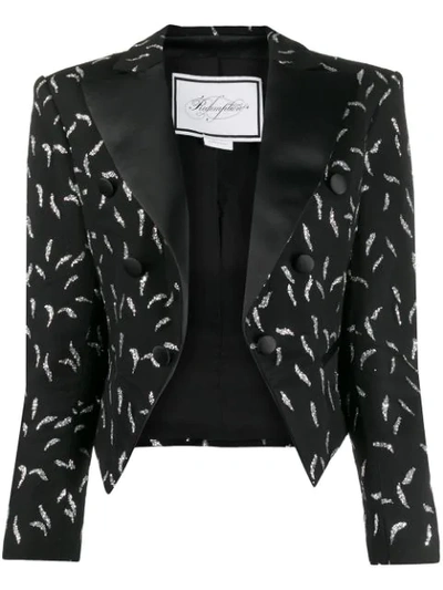 Redemption Cropped Embroidered Blazer In Black