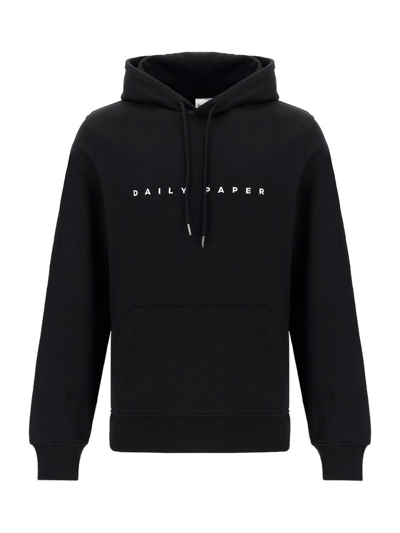 Daily Paper Logo Print Cotton Hoodie In Black