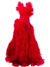 Loulou Cloud Tulle Evening Gown In Red