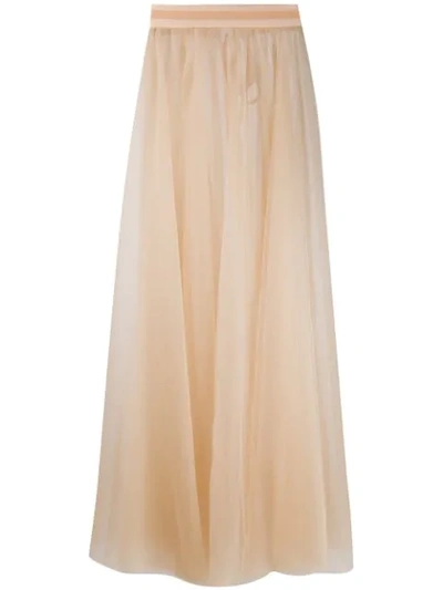 Loulou Sheer Long Tulle Skirt In Neutrals