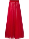 Loulou Sheer Tulle Full Skirt In Red