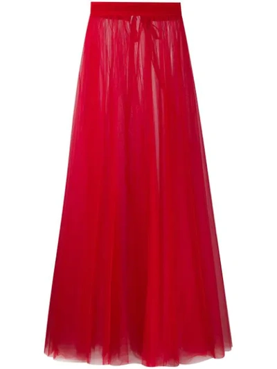Loulou Sheer Tulle Full Skirt In Red