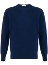 Cruciani Long Sleeved Ribbed Knit Sweater In V44447 Blu