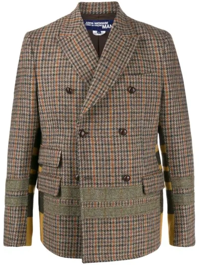 Junya Watanabe Boxy Fit Double Breasted Coat In Brown