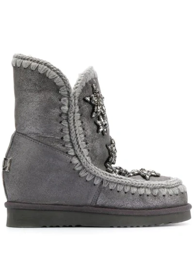 Mou Crystal-embellished Boots In Grey