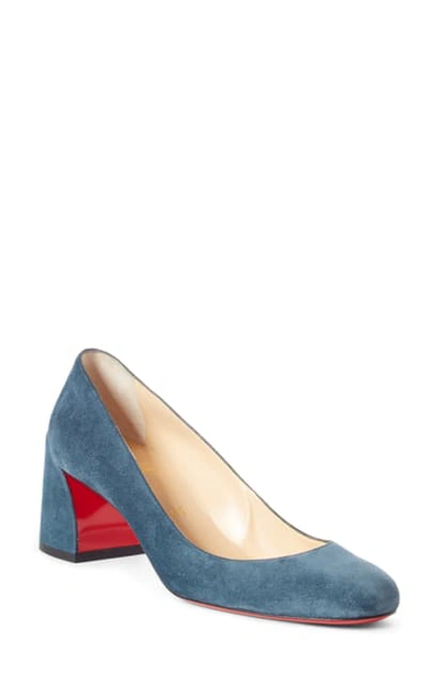 Christian Louboutin Miss Sab Suede Red Sole Pumps In Navy | ModeSens