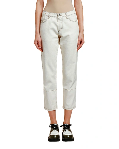 Marni Stitched-denim Crop Jean Trousers In White