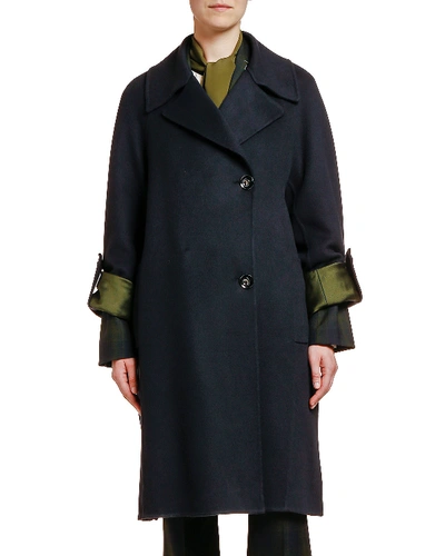 Marni Wool-cashmere Two-button Duster Coat In Dark Blue