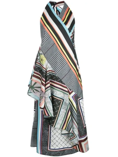 Adeam Asymmetric Ruffled Halter Dress In Multicolour