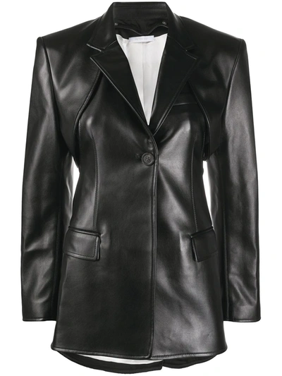 Peter Do Faux-leather Blazer With Detachable Apron In Black