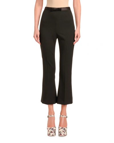 Miu Miu Cady Flare Pants With Bow In Black