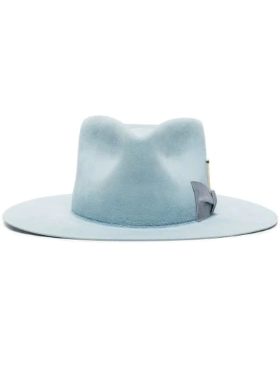 Nick Fouquet Ribbon Detail Fedora Hat In Blue