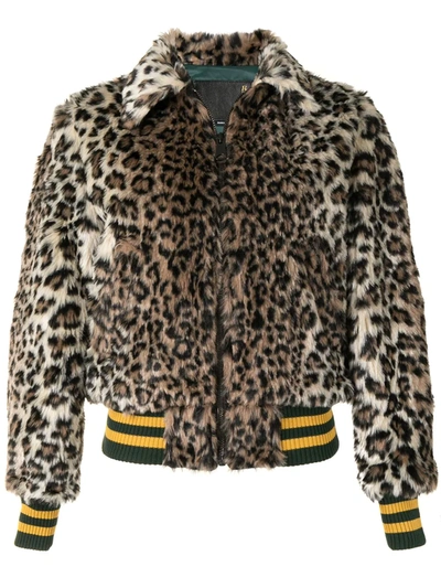 R13 Women's Leopard-print Faux Fur Bomber Jacket In Brown