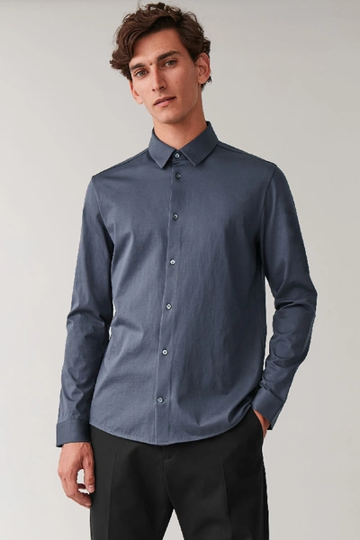 Cos Cotton Jersey Shirt In Blue
