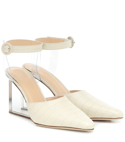 By Far Lex Croc-effect Leather Pumps In White