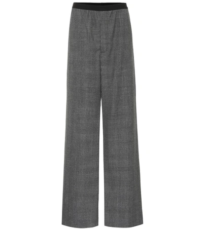 Balenciaga High-rise Wide-leg Virgin Wool Pants In Grey
