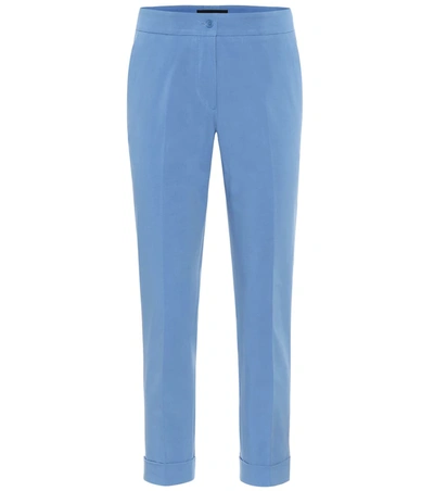 Etro Mid-rise Stretch-cotton Pants In Blue