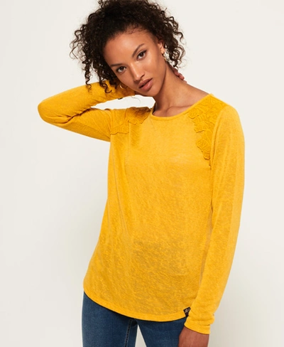 Superdry Seanna Lace Top In Yellow