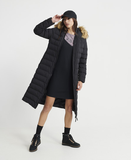 superdry black long coat