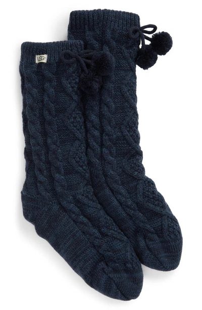 Ugg Pom-pom Fleece Lined Socks In Navy