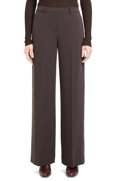 Theory Admiral Crepe Wide-leg Trousers In Espresso