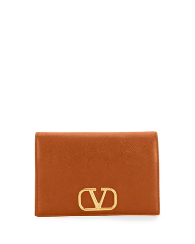 Valentino Garavani Vlogo Medium Soft Vitello Leather Wallet In Brown