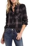 Rails Hunter Plaid Button-down Top In Onyx Slate Blush