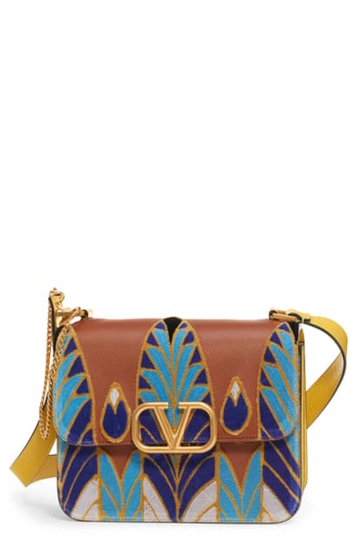 Valentino Garavani Vsling Ricamo Feathers Box Shoulder Bag In Tulip/ Selleria